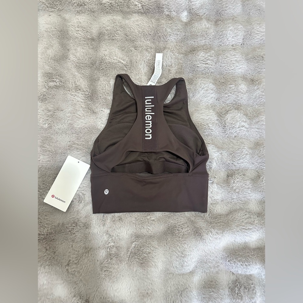 NWT lululemon Logo Elastic Everlux Shelf Tank Size 4 Espresso